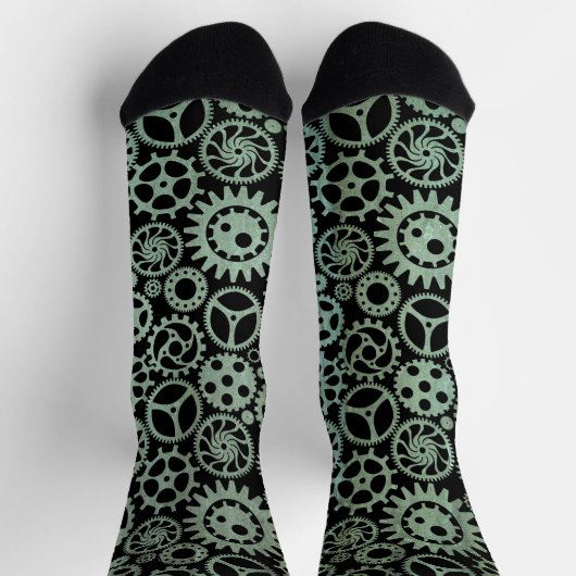 Steampunk Verdigris Bronze Gears Socks Sokken (Top)