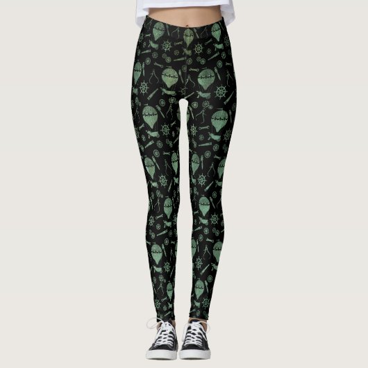Steampunk Verdigris Bronze Hot Air-ballonnen Leggings (Voorkant)