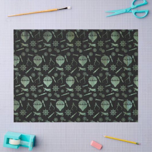 Steampunk Verdigris Bronze Hot Air-ballonnen Tissuepapier (Craft)