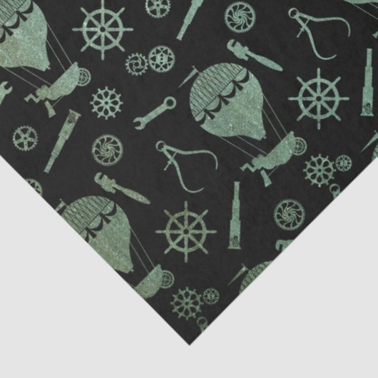 Steampunk Verdigris Bronze Hot Air-ballonnen Tissuepapier (Detail)