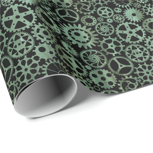 Steampunk Verdigris Bronzen Gears Cadeaupapier (Rol Hoek)