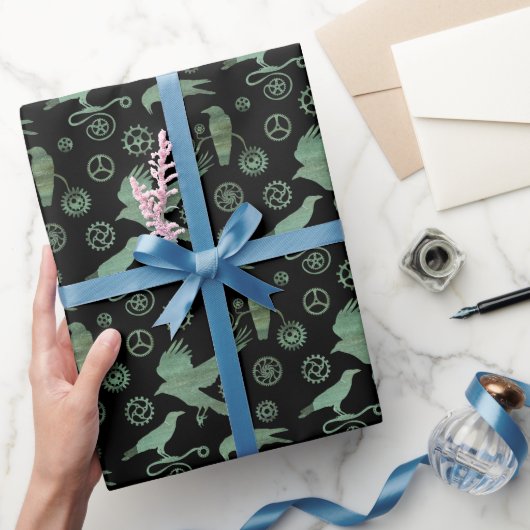 Steampunk Verdigris Bronzen Gears en Kroes Cadeaupapier (Geschenken)