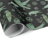 Steampunk Verdigris Bronzen Gears en Kroes Cadeaupapier (Rol Hoek)