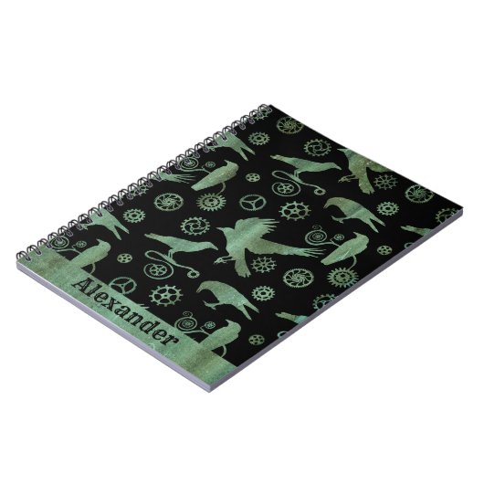 Steampunk Verdigris Bronzen Gears en Kroes Notitieboek (Linkerzijde)