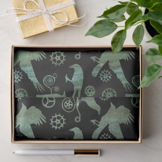 Steampunk Verdigris Bronzen Gears en Kroes Tissuepapier (Geschenk)