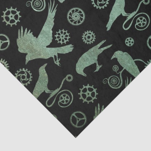 Steampunk Verdigris Bronzen Gears en Kroes Tissuepapier (Detail)