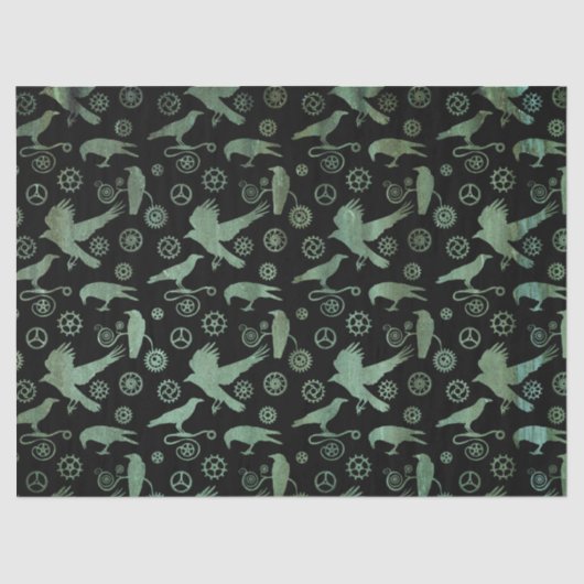 Steampunk Verdigris Bronzen Gears en Kroes Tissuepapier (Voorkant)