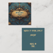 Steampunk Verdigris en goud Vierkante Visitekaartje (Voorkant / Achterkant)