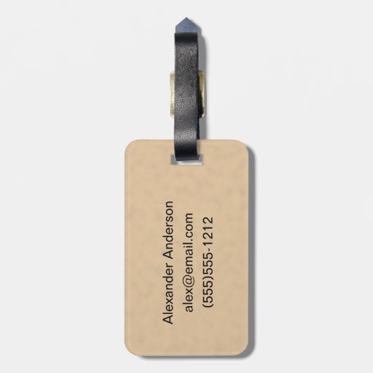 Steampunk Verdigris Gears en Crows Monogram Bagagelabel (Achterkant verticaal)