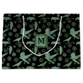 Steampunk Verdigris Gears en Crows Monogram Block Groot Cadeauzakje (Voorkant)