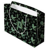 Steampunk Verdigris Gears en Crows Monogram Block Groot Cadeauzakje (Achterkant Gekanteld)