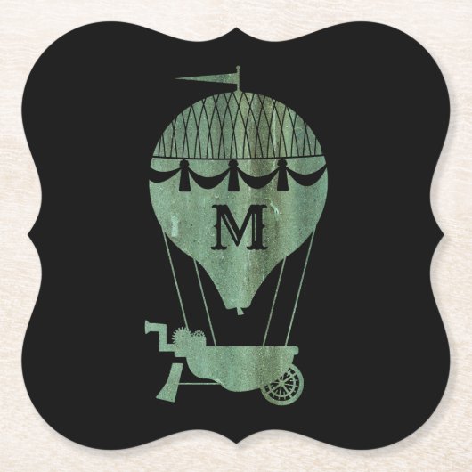 Steampunk Verdigris Hot Air ballonmonogram Kartonnen Onderzetters (Voorkant)