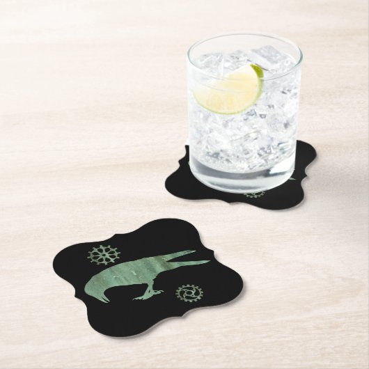 Steampunk Verdigris Pecking Crow and Gears Kartonnen Onderzetters (Insitu)