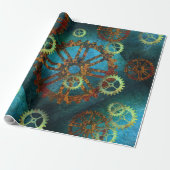 Steampunk Verdigris Rusty Cogwheels Cadeaupapier (Uitgerold)