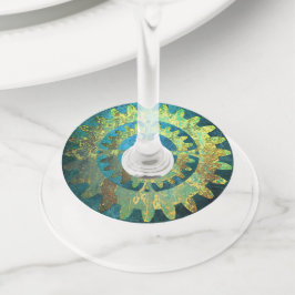 Steampunk Verdigris Rusty Cogwheels Wijnglaslabel
