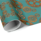Steampunk Verdigris Rusty Gears Patroon Cadeaupapier (Rol Hoek)