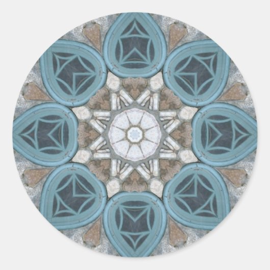 Steampunk Verdigris Window Mandala Ronde Sticker (Voorkant)