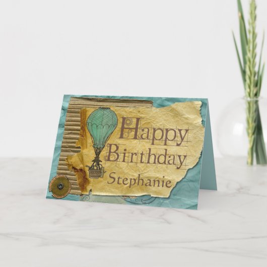 Steampunk  Verjaardag Kaart (Voorkant)