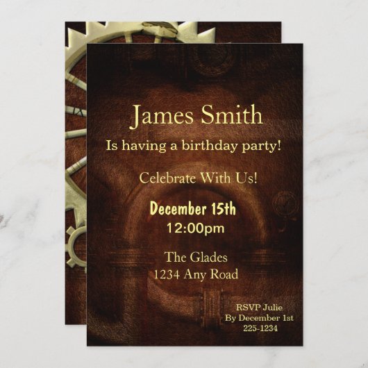  Steampunk Verjaardag Kaart (Voorkant / Achterkant)