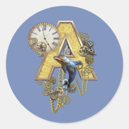 Steampunk verjaardagsbrief A Ronde Sticker