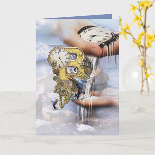 Steampunk verjaardagsbrief B Kaart (Gele Bloem)