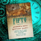 Steampunk Verjaardagsfeestje Oud Papier Gears Kaart