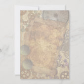 Steampunk Verjaardagsfeestje Oud Papier Gears Kaart (Achterkant)