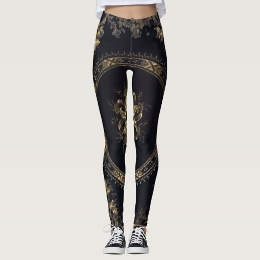 Steampunk Victoria Blue/Black Leggings (Voorkant)