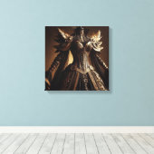 Steampunk Victoriaans Black and Gold Empress Gown Canvas Afdruk (Insitu (Houten vloer))