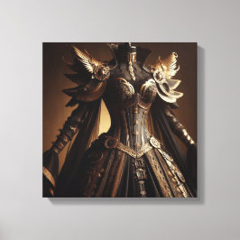 Steampunk Victoriaans Black and Gold Empress Gown Canvas Afdruk