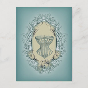 Steampunk Victoriaans bloemenkrans  korset Briefkaart