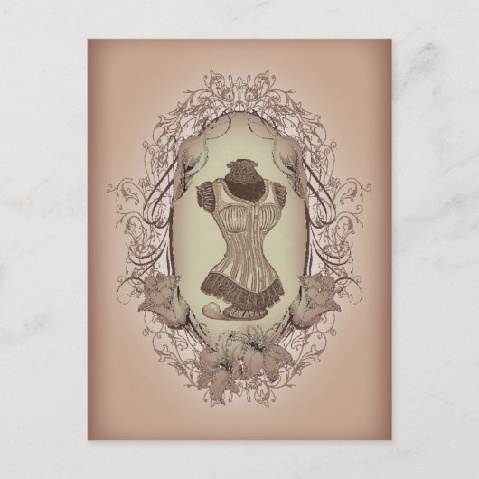 Steampunk Victoriaans bloemenkrans  korset Briefkaart (Voorkant)