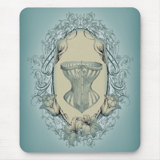 Steampunk Victoriaans bloemenkrans korset Muismat (Voorkant)