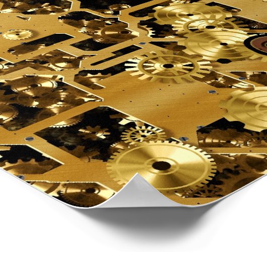 Steampunk Victoriaans Brass Cogs & Gears Art Poste Poster (Hoek)