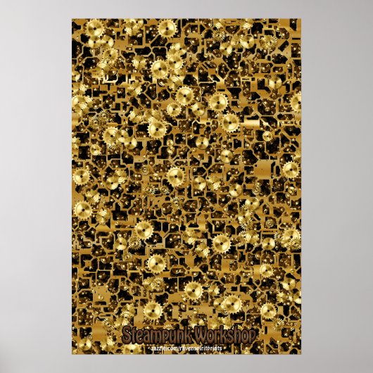 Steampunk Victoriaans Brass Cogs & Gears Art Poste Poster (Voorkant)