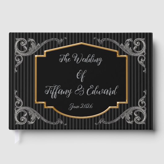 Steampunk Victoriaans bruiloft gepersonaliseerd Gastenboek (Voorkant)