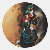 Steampunk Victoriaans bruiloft Ronde Sticker (Voorkant)