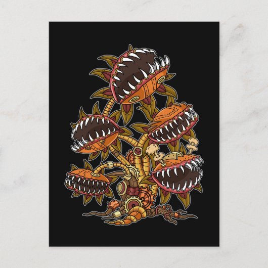 Steampunk Victoriaans carnivoren Plant Venus Fly Briefkaart (Voorkant)