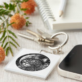 Steampunk Victoriaans Cat Sleutelhanger (Voorkant Rechts)