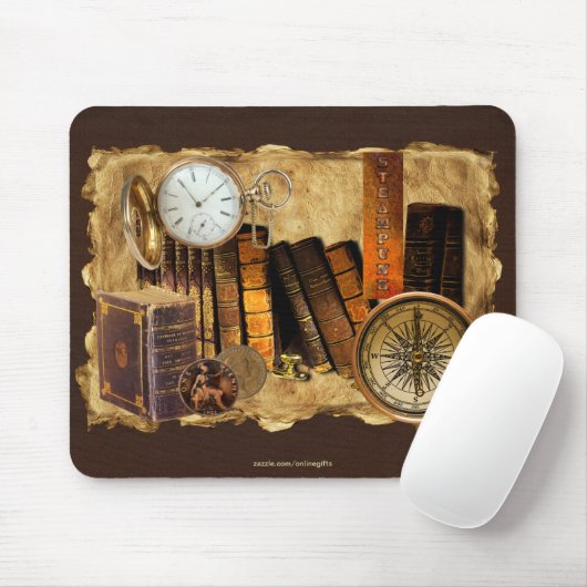 Steampunk Victoriaans Collage Mousepad Art Muismat (Met muis)