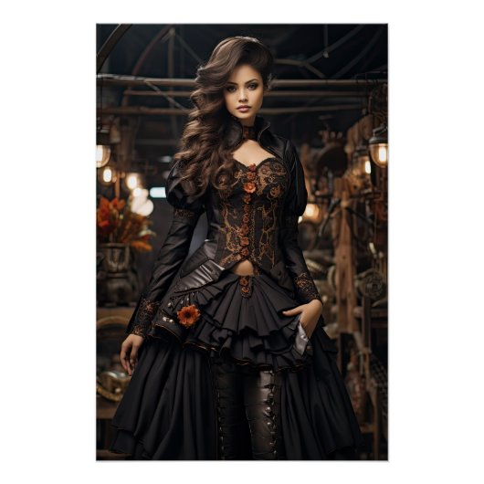 Steampunk Victoriaans Cosplay Top Hoed Gears Perfect Poster (Voorkant)