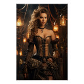 Steampunk Victoriaans Cosplay Top Hoed Gears Perfect Poster (Voorkant)