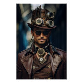 Steampunk Victoriaans Cosplay Top Hoed Gears Perfect Poster (Voorkant)