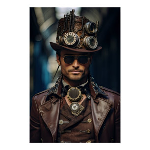 Steampunk Victoriaans Cosplay Top Hoed Gears Perfect Poster