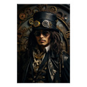 Steampunk Victoriaans Cosplay Top Hoed Gears Perfect Poster (Voorkant)