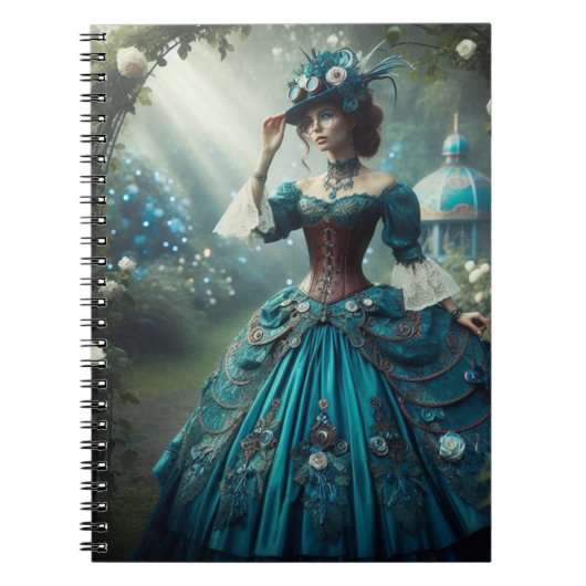Steampunk Victoriaans dame in een tuin Notitieboek (Voorkant)