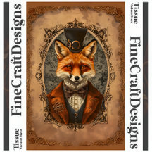 Steampunk Victoriaans Elegant Fox A4L Decoupage