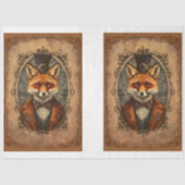 Steampunk Victoriaans Elegant Fox A4LR Decoupage Tissuepapier (Voorkant)