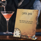 Steampunk Victoriaans Elegantie Wedding Open Bar Reclamebord Met Voetstuk