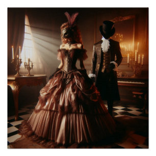 Steampunk Victoriaans Fantasie Kunst Maskerade Perfect Poster